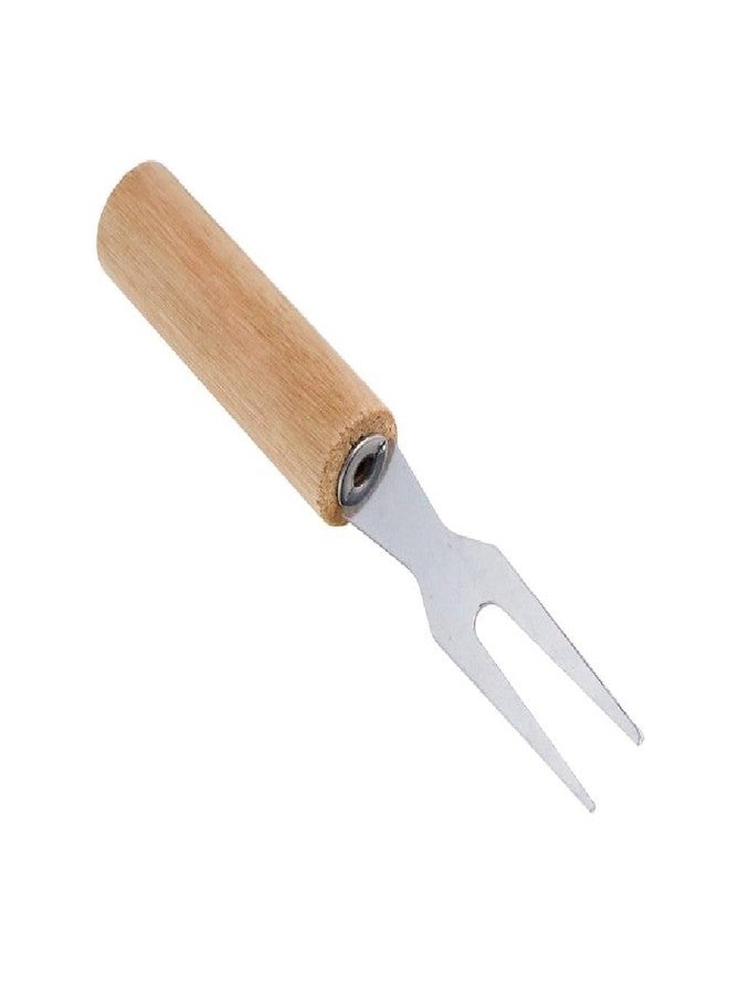 Prostuff.in 6 Pcs Wooden Handle Stainless Steel Fruit Fork Brown Color - Image 2